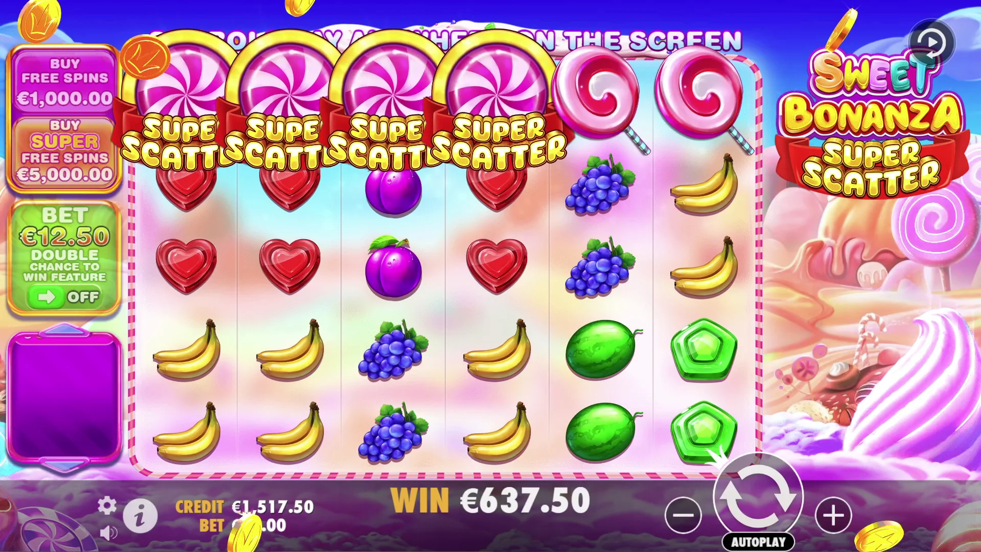 Sweet Bonanza Super Scatter Slot Funkcje bonusowe